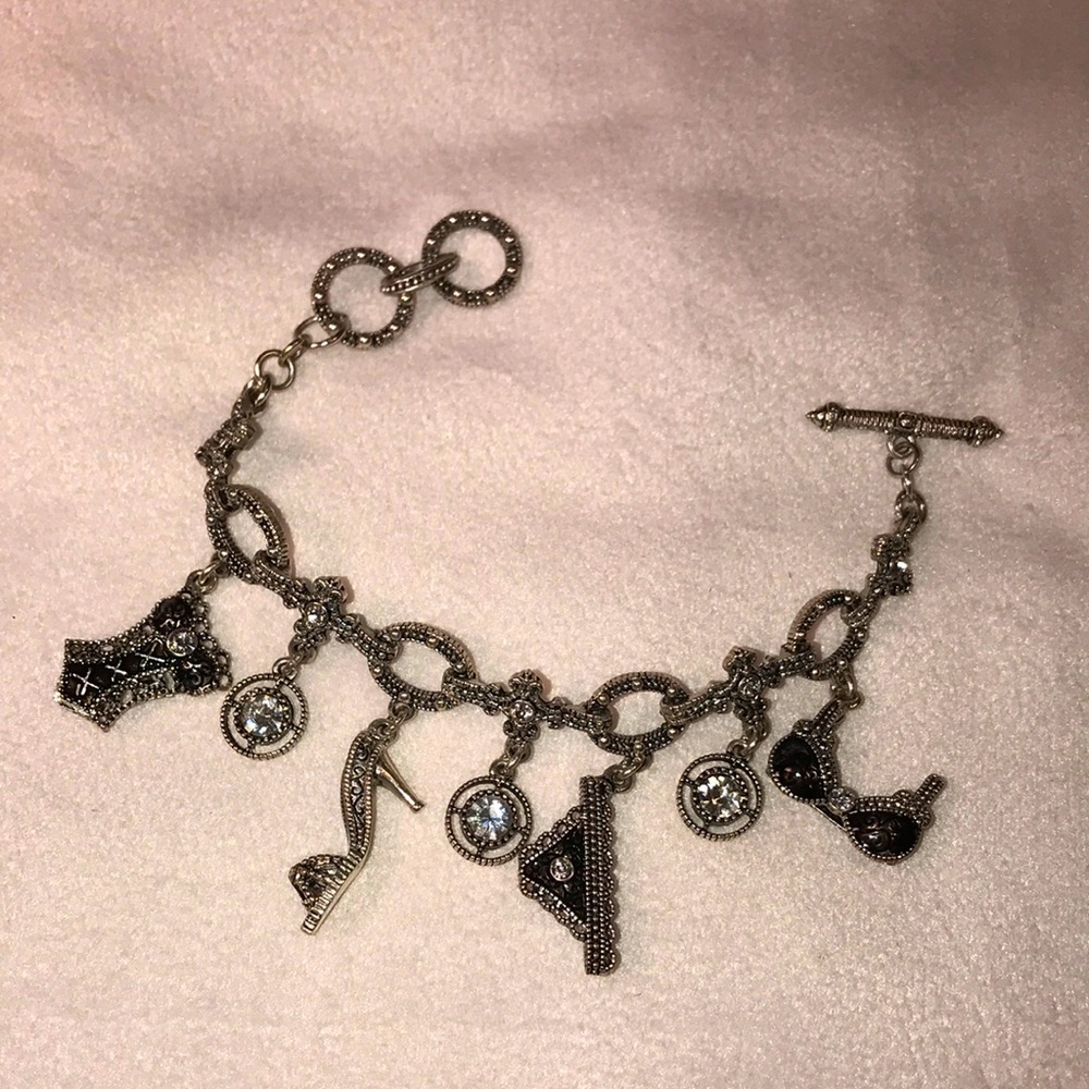 Charm Bracelet, Rhinestone and Enamel with 7 Charms
